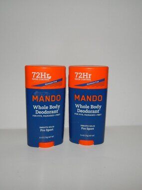 2 Mando Whole Body Deodorant PRO SPORT Smooth Solid 2.6oz Ea